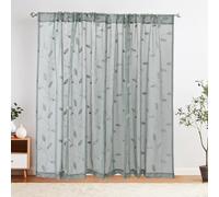FLCSIed Elegant Sage Green Transparent Semi Sheer Curtains with Embroidered Leaf Design Window Curtains| 52x84 Inches | 2 Panels for Bedroom Living Room (Sage Green, 52inch*84inch(132cm*213cm))