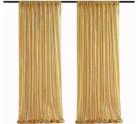 FLCSIed Gold Sequin Backdrop Curtains, 2FTx8FT Sequin Curtains for Party Wedding