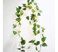 FLCSIed Green Leaf Garland String Lights - Vine Fairy Lights - 6.5ft 20 LED Flexible Copper Perfect for Indoor, Bedroom, Wedding, Party Decorations(Warm White)