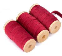 FLCSIed Velvet Ribbon Set 3/8"" x 15Yd Wooden Spool Fabric Trim Eco-Friendly 3 Rolls * 5Yd for Christmas Wreath Decoration Handmade Craft Ornaments Gift Wrapping (Burgundy)