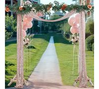 FLCSIed Wedding Arch Draping Fabric, 1 Panel 12" x20ft Sequin Fabric Drapes Arbor Backdrop Curtain for Wedding Arch Ceremony Bridal Shower Reception (Rose-gold)