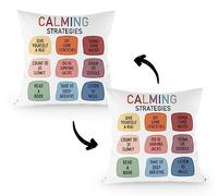 FLDAS Calming Strategies Decorative Double-Sided Throw Pillow Covers 18×18 Inch, Mental Health Counseling Pillow Cases Cushion for Kids Room Bedroom, Positive Therapy Gifts for Women Men Teens