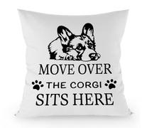 FLDAS Corgi Decor Pillow Covers 18x18, Corgi Gifts for Corgi Lovers, Corgi Stuff, Corgie Lovers Gift, Dog Pillow Cases, Move Over The Corgi Sits Here Dog Pillows Decorative Throw Pillows Cover