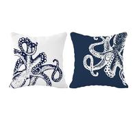 FLDAS Vintage Marine Octopus Squid Sea Animals Decorative Throw Pillow Covers,Ocean Themed Octopus Tentacles Pillow Cases Cushion for Home,Octopus Lovers Gifts,18×18 Inch Set of 2