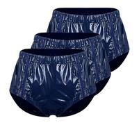 Fldy 3pcs Unisex Incontinence Anti-Leak Diaper Cover Briefs Bedridden Patients Waterproof Adaptive Shorts Dark Blue XXL