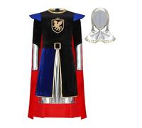 Fldy Boys Medieval Knight Costume Knight Costume Halloween Dragon Rider Cosplay Outfit Cape Robe And Headgear Royal Blue 5-6 Years