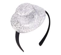 Fldy Circus Mini Top Hat Headband Shiny Disco Costume Accessories Fascinator Carnival Theme Party Hat Silver One Size