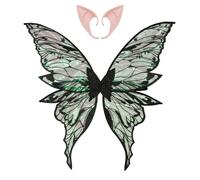 Fldy Fairy Wings with Realistic Elf Ears, Glittery Gold Cosplay for Halloween, Party Role Play