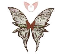 Fldy Fairy Wings with Realistic Elf Ears, Glittery Gold Cosplay for Halloween, Party Role Play