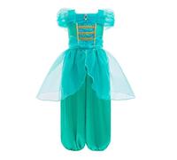 Fldy Girls Arabian Princess Costume Belly Dance Outfit Halloween Arab Fairy Tale Elf Cosplay Jumpsuits Blue 5-6 Years