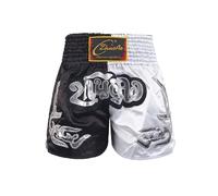 Fldy Kids Boxing Trunks Boy Muay Thai Boxing Shorts Fight Training Shorts Grappling Martial Arts Kickboxing Shorts Black&White 11-12 Years