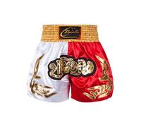 Fldy Kids Boxing Trunks Boys Thai Fight Shorts Martial Arts Boxer Outfits Grappling Fight Training Bottoms Yellow&White&Red 7-8 Years