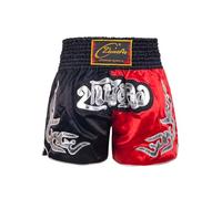 Fldy Kids Boxing Trunks Boys Thai Fight Shorts Martial Arts Boxer Outfits Grappling Fight Training Bottoms Black&Red 15-16 Years