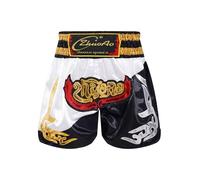 Fldy Kids Boxing Trunks Boys Thai Fight Shorts Martial Arts Boxer Outfits Grappling Fight Training Bottoms White&Black 7-8 Years