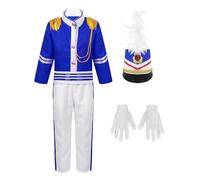 Fldy Kids Boys Girls Halloween Marching Band Costume 2Pcs Tassel Outerwear with Skirts Or Pants Fancy Dress Set Royal Blue A 4-5 Years