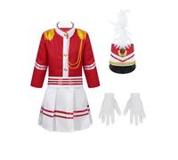 Fldy Kids Boys Girls Halloween Marching Band Costume 2Pcs Tassel Outerwear with Skirts Or Pants Fancy Dress Set Red B 7-8 Years