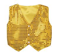 Fldy Kids Boys Girls Sequins Vest Waistcoat Disco Party Fancy Dress Up Hip Hop Jazz Dance Costume Cosplay Costumes Gold 5-6 Years