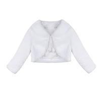 Fldy Kids Girls Faux Fur Bolero Wrap Shawl Shrug Dress Princess Cape Shawl Wedding Wrap Winter Warm Coat Cardigan White 4-5 Years