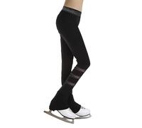 Fldy Kids Girls Figure Skating Pants Ice Skating Leggings Rhinestones Dancing Yoga Workout Training Practice Pants Mesh Black 14 Years