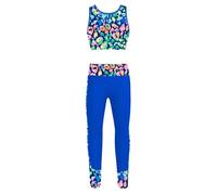 Fldy Kids Girls Tracksuit Athletic Leggings Yoga Pants with Crop Tank Top Workout Activewear Dance Sports Outfits Colorful Leopard 5-6 Years