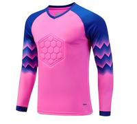Fldy Kids Goalkeeper Jersey Padded Goalie Shirt Football Goalkeeper Jersey and Pants Set Soccer Uniform Boys Keeper Kit Hot Pink A 11-13 Years