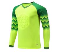 Fldy Kids Goalkeeper Jersey Padded Goalie Shirt Football Goalkeeper Jersey and Pants Set Soccer Uniform Boys Keeper Kit Fluorescent Green A 7-8 Years