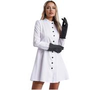 Fldy Mad Scientist Costume for Women Adult Science Lab Coat with Gloves Science Expert Costume White L