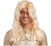 Fldy Mens 80s Long Curly Rocker Costume Wig for Rock Music Punk Rockstar Cosplay Halloween Costume Type D One Size