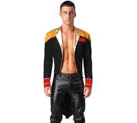 Fldy Mens Adult Circus Ring Master Jacket Open Front Tailcoat Showman Lion Tamer Velvet Coat Black M