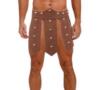 Fldy Mens Ancient Roman Knight Skirt Armor Skirt Gladiator Warrior Costume Viking Soldier Costumes Brown 3XL
