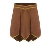 Fldy Mens Ancient Roman Knight Skirt Armor Skirt Gladiator Warrior Costume Viking Soldier Fancy Dress Brown L