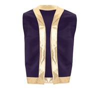 Fldy Men's Arabian Prince Lamp Cosplay Sleeveless Satin Toad Vest Waistcoat for Halloween Party Purple M