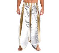 Fldy Men's Egyptian Pharaoh Belt Skirt Shiny Metallic Color Contrast Ancient Costume for Halloween White 3XL