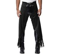 Fldy Men's Faux Leather Motorcycle Riders Chaps Vintage Western Cowboy Biker Pants Hippie Costume Black M