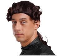 Fldy Mens Judge Colonial Wig Historical Judge Costumes Lawyer Law Court Fancy Dress Cosplay Wigs Brown One Size