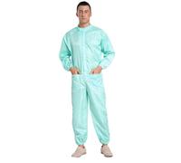 Fldy Men's Lightweight Work Protective Coverall Suit Full Body Dust-proof Mechanics Workwear Light Green XXL