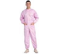 Fldy Men's Lightweight Work Protective Coverall Suit Full Body Dust-proof Mechanics Workwear Pink XXL
