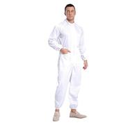 Fldy Men's Lightweight Work Protective Coverall Suit Full Body Dust-proof Mechanics Workwear White 5XL