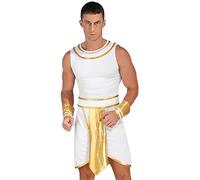 Fldy Mens Roman Toga Costume Ancient Greek God Gladiator Outfits Tunic Cuffs Set Fancy Dress White M