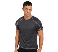 Fldy Mens Swim Shirts Rash Guard T-Shirt UPF 50+ Short Sleeve Elastic Rash Guard Shirt Vest Swimming Top Muscle Gym Tee Dark Grey 5XL