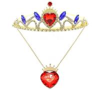 Fldy Queen Crown Wedding Rhinestone Heart Crowns And Tiaras For Girls Costume Party Hair Accessories 2Pcs Blue Red One Size