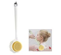 Fldy Showering Exfoliator Wet or Dry Brushing for Women Men Long Handled Bath Brush Loofah Back Scrubber Use White One Size
