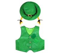 Fldy St. Patrick's Day Party Accessories Set Irish Celebration Costume Kit With Hats Sequin Vest For Irish Party 2Pcs Set 7-9 Years