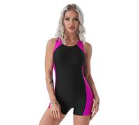 Fldy Swimsuit for Women One Piece Swimsuit Modest Training Swimwear Athletic Wetsuit Gym Yoga Workout Bodysuit Rose Red S