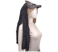 Fldy Viking Fur Wolf Mask Theater Prop Norse Inspired Decor Black One Size