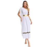 Fldy Womens Greek Beauty Costume Grecian Princess Queen Tunic Dress Empress Toga Halloween Costume White L
