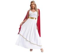 Fldy Women's Greek Beauty Roman Queen Toga Dress Ancient Grecian Empress Maxi Gown Halloween Costume Burgundy XXL