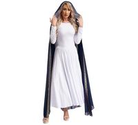 Fldy Women's Muslim Cardigan Hijab Dress Batwing Chiffon Islam Kaftan Robe Abayas Maxi Caftan Dress Navy Blue One Size