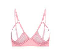 Fldy Womens Sexy Cupless Cage Bra Push Up Balconettes Lace Sheer Wirefree Unlined Bra Top Bralette Pink 5XL
