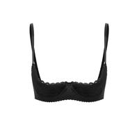Fldy Women's Underwire Push Up Shelf Bra 1/4 Cup Demi Balconette Sheer Unlined Bralette Top Black A XXL